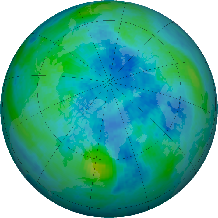 Arctic ozone map for 21 September 1993